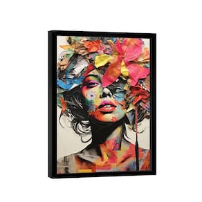 Quadro Retrato De Colagem Mulher Colorida -- Br Artes