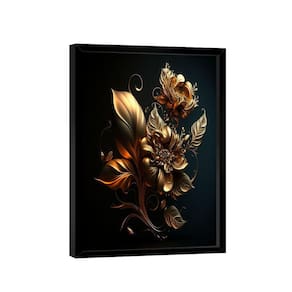 Quadro Flor Dourada 3d -- Br Artes