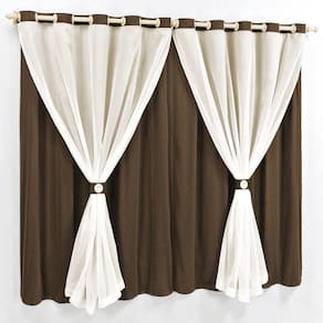 Cortina 3 Mts Sala Quarto Malha Com Voal Trilho Suisso Baratissima Tabaco