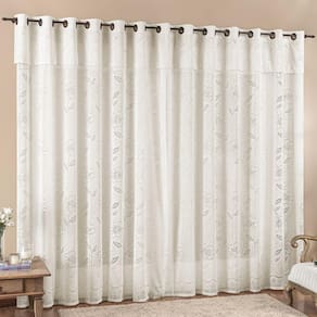 Cortina 2 Mts Sala Quarto Luna Renda Para Trilho Comum Baratissima Palha