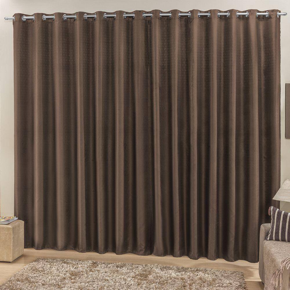 Cortina 3 Mts Sala Quarto Escritório Ráfia Varão Baratissima Tabaco