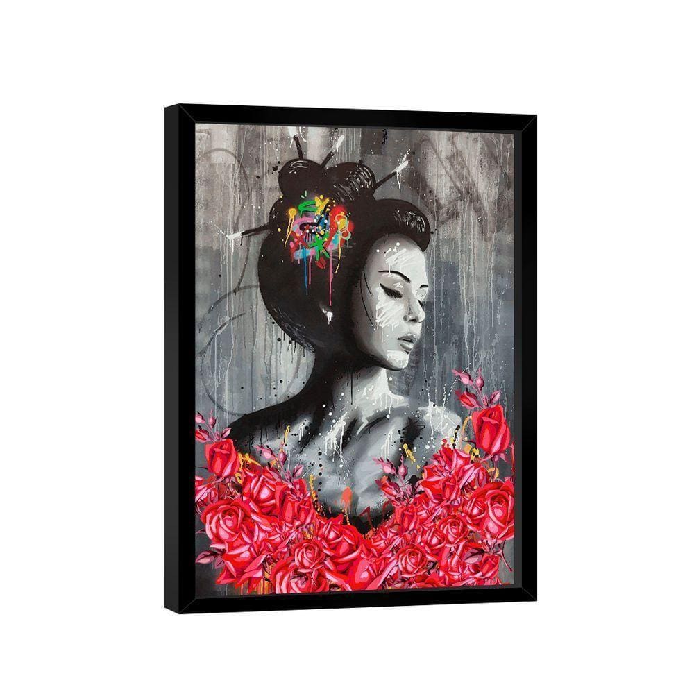 Quadro Gueixa Com Flores -- Br Artes