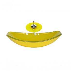 Cuba De Vidro Oval 46cm + Valvula + Torneira Cascata