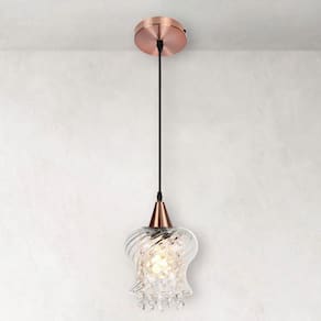 Lustre Pendente Taschibra Cristal Aisha Rigato E27 Transparente Bivolt Cobre
