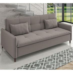 Sofá Cama Reclinável 3 Lugares 213cm Veludo Lima Cinza