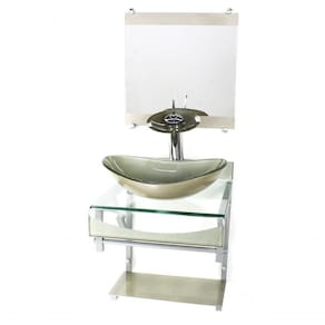 Gabinete De Vidro 40cm Cuba Oval Com Torneira Cascata