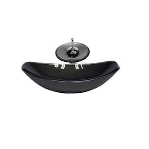 Cuba De Vidro Oval 46cm + Valvula + Torneira Cascata