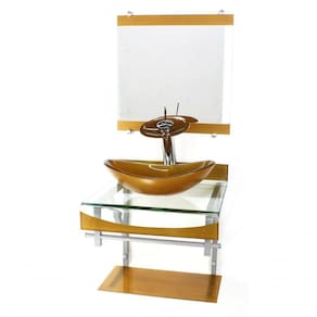 Gabinete De Vidro 40cm Cuba Oval Com Torneira Cascata