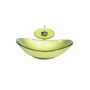 Cuba De Vidro Oval 47cm + Valvula + Torneira Cascata