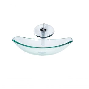Cuba De Vidro Oval 46cm + Valvula + Torneira Cascata