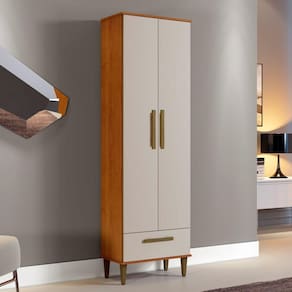 Armário Multiuso 2 Portas 1 Gavetas Natal Marrom/Off White