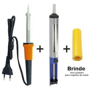 Kit Ferro De Solda Com Sugador E Bico De Silicone 220v 60w