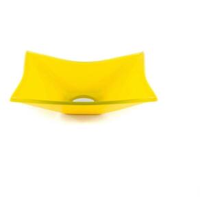 Cuba de Vidro Retangular 39cm Amarela