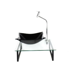 Kit Cuba De Vidro Quadrada 10mm Preta Com Tampo 40cm Incolor E Suporte Preto