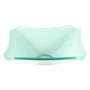 Cuba de Vidro Quadrada Chanfrada 30cm Branca