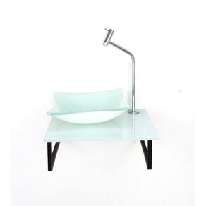 Kit Cuba De Vidro 10mm Tampo 40cm Branco Full Com Suporte Torneira Valvula