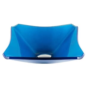 Cuba de Vidro Quadrada Chanfrada 30cm Azul Escuro