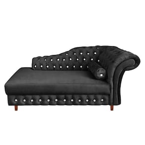 Divã Chesterfield Juliette 160cm Pés Chanfrado Veludo Preto