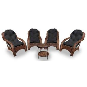 Conjunto De 4 Poltronas + 1 Mesa Centro Preto