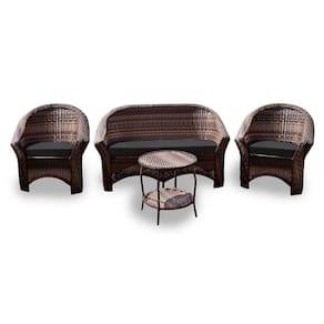 Conjunto De Sofá 1 Sofá + 2 Poltronas + 1 Mesa Centro Preto