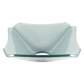 Cuba de Vidro Quadrada Chanfrada 30cm Prata