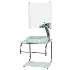 Gabinete De Vidro 40cm Inox Com Cuba Chapeu Branco