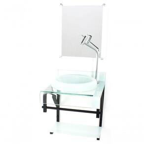 Gabinete De Vidro 40cm Curvado Duplo Branco C/Torneira