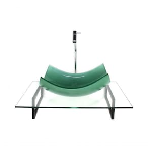 Kit Cuba Vidro Retangular Verde Tampo E Torneira Valvula