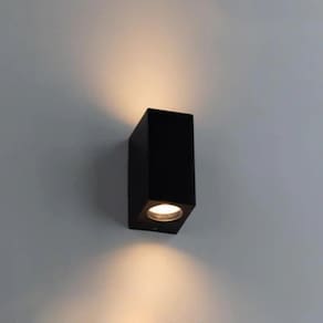 Arandela Dots Square l7,2cm c9,5cm a15cm 2xgu10 Mr16 Max 50w Ip65 Preto