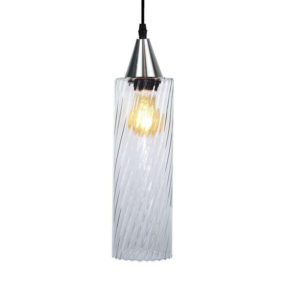 Lustre Pendente Taschibra Anne Rigato E27 Transparente Bivolt Prata