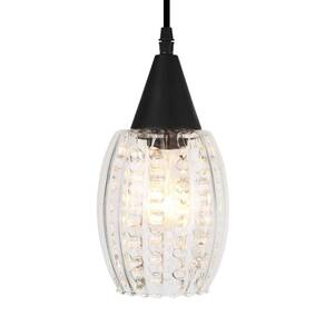 Lustre Pendente Taschibra Cristal Badih Pp Canelado E27 Transparente Bivolt Preto
