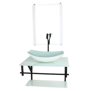 Gabinete De Vidro Para Banheiro 60cm Cuba Oval Branco