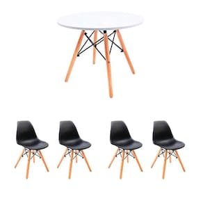 conjunto de mesa infantil well branca com 4 cadeiras eames preta