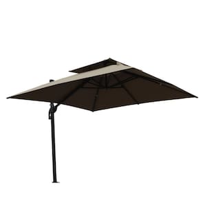 Ombrelone Lateral Tulum Rivattis 300 Cm Em Aluminio Com Base Cruz Capa Poliéster Fendis