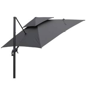 Ombrelone Lateral Tulum Rivattis 300 Cm Em Aluminio Com Base Cruz Capa Poliéster Grafit