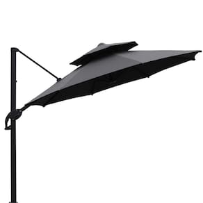 Ombrelone Lateral Belize Rivattis 300 Cm Em Aluminio Com Base Cruz Capa Poliéster Grafite