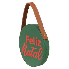Placa Decorativa Feliz Natal em Madeira Verde 20x13 cm F04 - D`Rossi