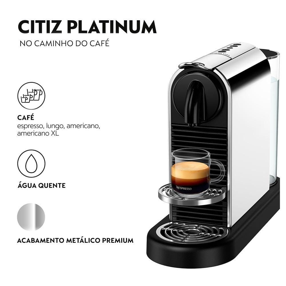 Cafeteira Nespresso CitiZ Platinum Titan para Café | Casas Bahia