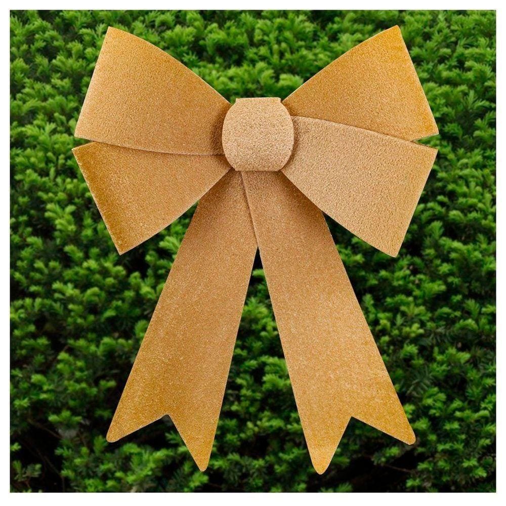 Enfeite árvore Natal Laço Dourado Veludo 27cm