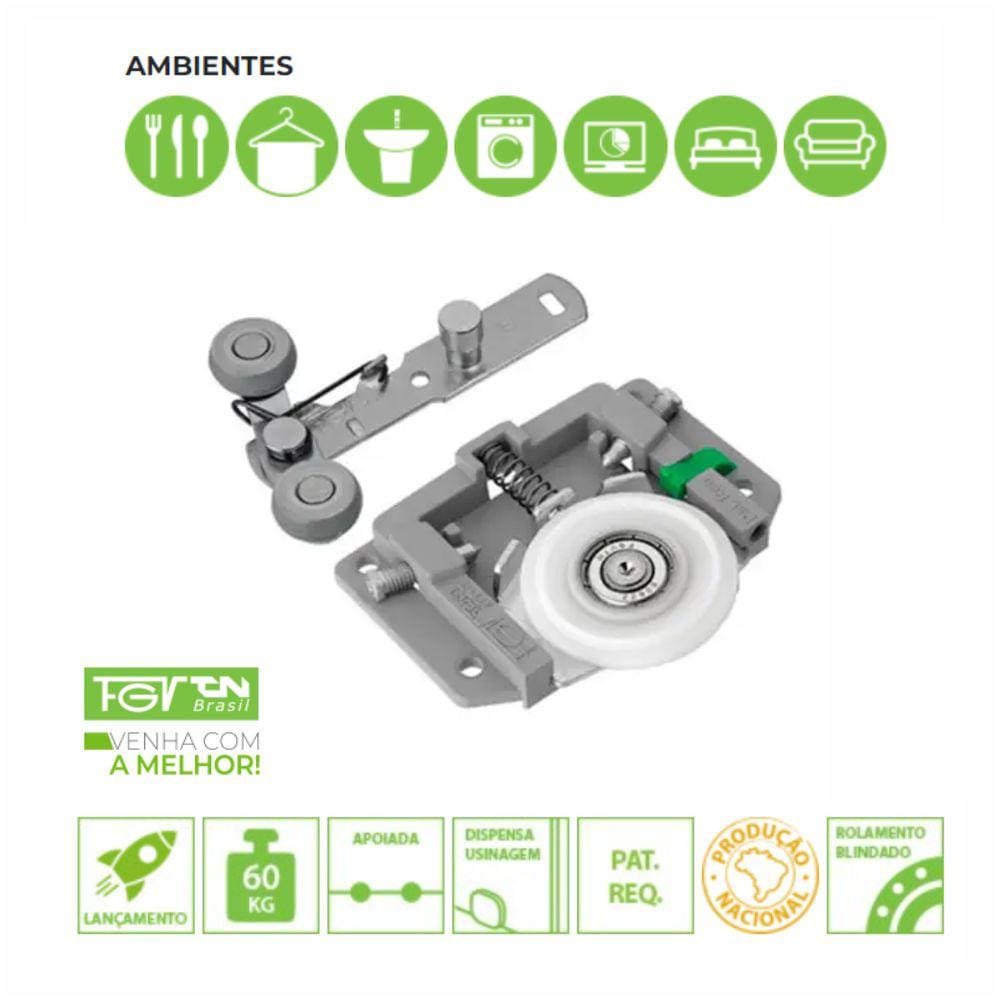 Rodízio para Porta Deslizante de Correr FGVTN SD632 - 1 Porta