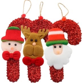 Kit 12 Enfeite Pendente De Natal Tecido 16cm Bengalas