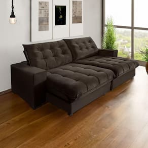 Sofá Califórnia Retrátil E Reclinável 4 Lugares 2,30m Com Molas Ensacadas E Pillow Marrom Marrom