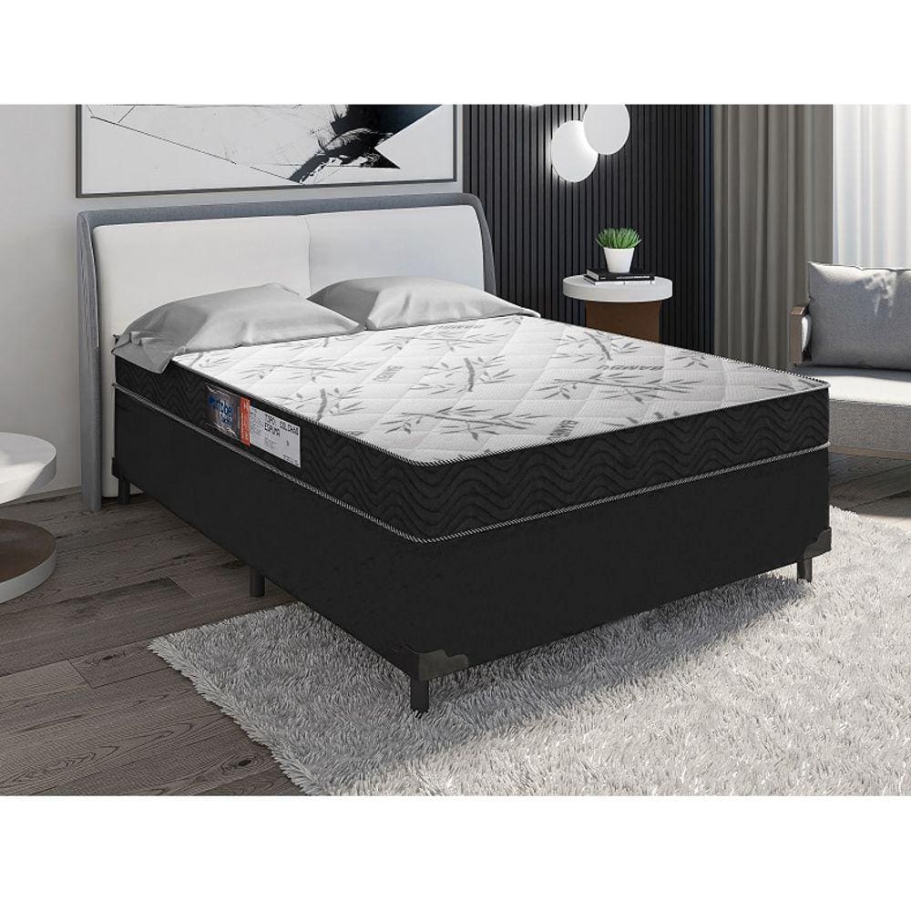 Cama Box Casal + Colchão Portobel Egito Ortopédico D28 59x138x188