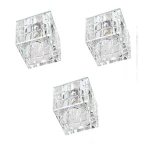 3 Spot Cristal K9 Embutir Quadrado 7Cm Sala Ac974