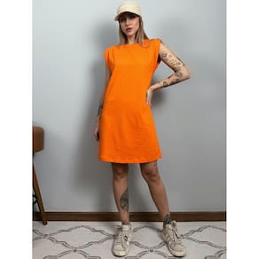 Vestido Aveloz Camisetão Muscle Tee Regata Laranja