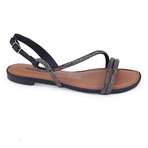 Sandália feminina Dakota Y0882 rasteira tiras strass fivela