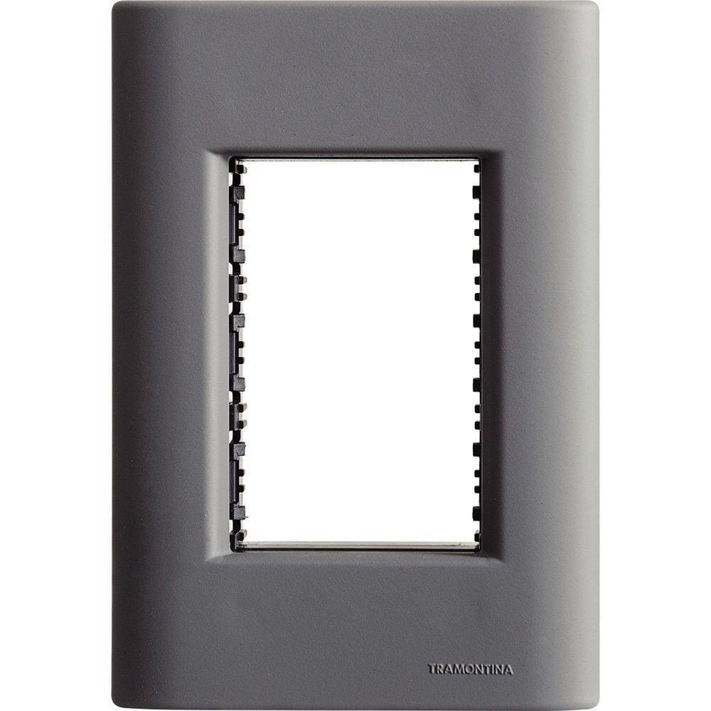 Placa 3 Postos 4x2 Tramontina Giz Titânio Soft Touch Suporte Tramontina