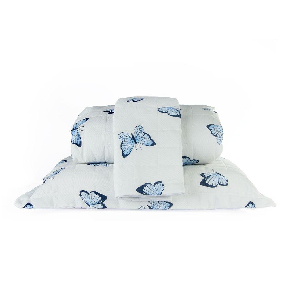 Cobre Leito Queen Essencialle 150 Fios 3 Peças - Borboletas Azuis