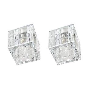 2 Spot Quadrado Cristal K9 Embutir 7Cm Banheiro Sala Ac974