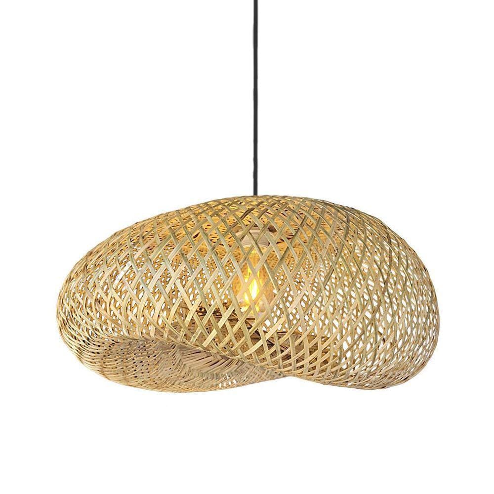 Pendente Fibra Natural Bambu Artesanal Boho 60 Cm Nat61